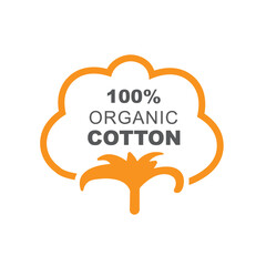 100% cotton, natural organic cotton, pure cotton vector labels set.