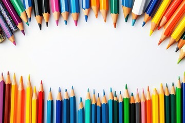 Fototapeta premium A vibrant array of colored pencils arranged in a circular pattern, perfect for art projects and creativity.