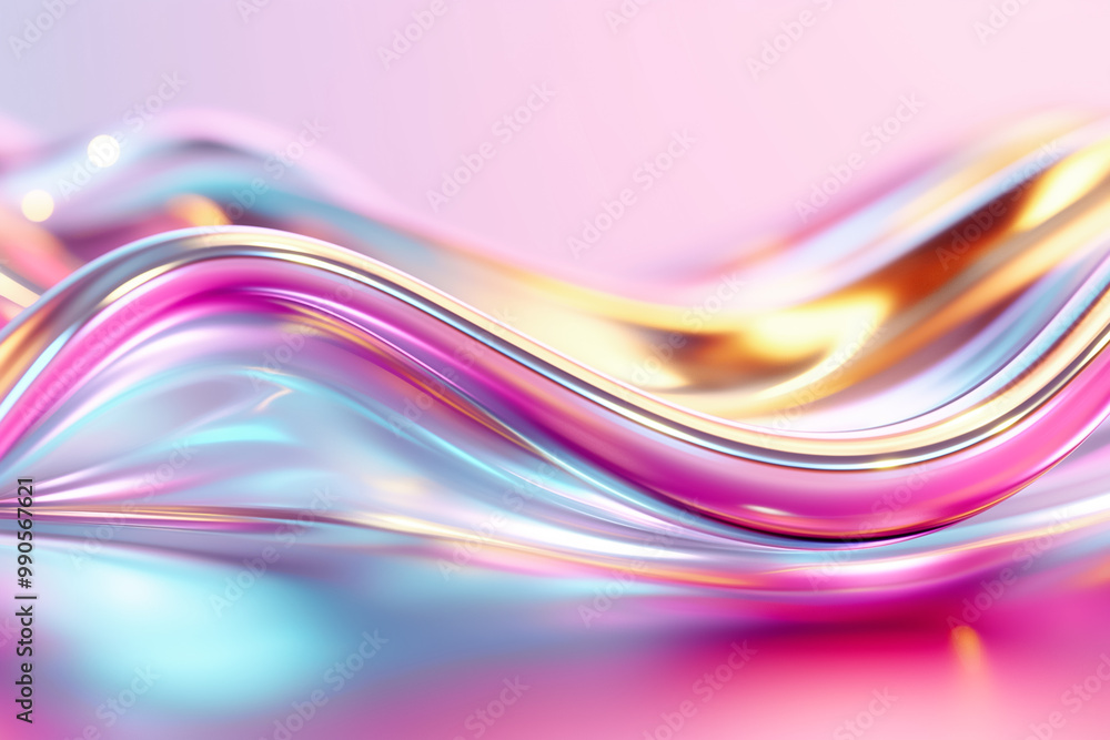 Poster the artwork features a flowing wave pattern that blends vivid pinks and blues, creating a mesmerizin