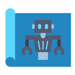 Vector Design Robot Blueprint Icon Style