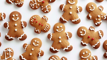 Set of christmas homemade gingerbread cookies isolated on the white background