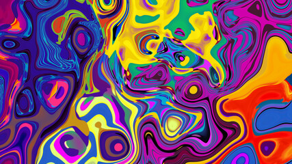 Colorful abstract psychedelic and fluid background for music