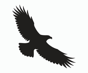 Golden eagle silhouette editable EPS vector isolated illustration template on a white background