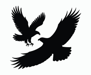 Fototapeta premium Golden eagle silhouette editable EPS vector isolated illustration template on a white background