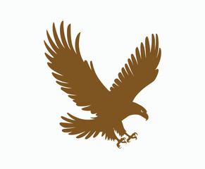 Obraz premium Golden eagle silhouette editable EPS vector isolated illustration template on a white background