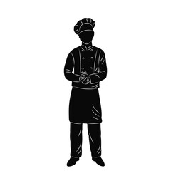 silhouette chef man standing, vector