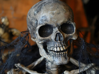 Halloween skeleton decoration with minimal detail.


