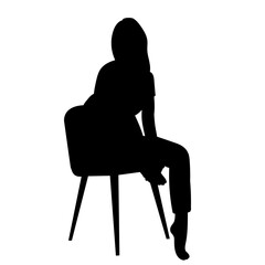 Fototapeta premium silhouette girl sitting on chair, vector