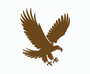 Fototapeta premium Golden eagle silhouette editable EPS vector isolated illustration template on a white background