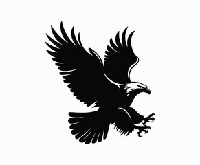 Obraz premium Golden eagle silhouette editable EPS vector isolated illustration template on a white background