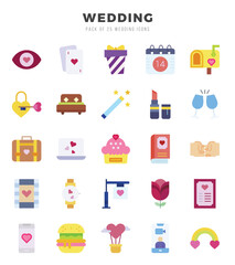 Collection of Wedding 25 Flat Icons Pack.