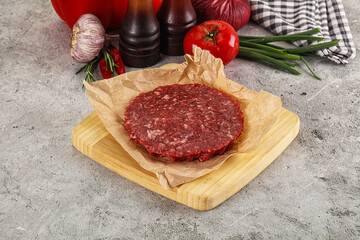 Raw beef burger cutlet minced meat