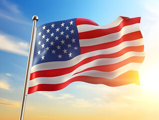 Obraz premium Independence Day flag waving in the breeze.