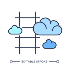 Ladder and clouds RGB color icon. Symbolizing aspiration and growth. Opportunity pursuit. Dreams and inspiration. Isolated vector illustration. Simple filled line drawing. Editable stroke