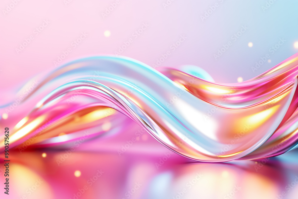 Poster this captivating design features flowing waves of translucent colors, blending soft pinks and blues 