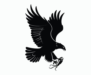 Fototapeta premium Golden eagle silhouette editable EPS vector isolated illustration template on a white background