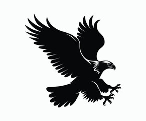 Fototapeta premium Golden eagle silhouette editable EPS vector isolated illustration template on a white background