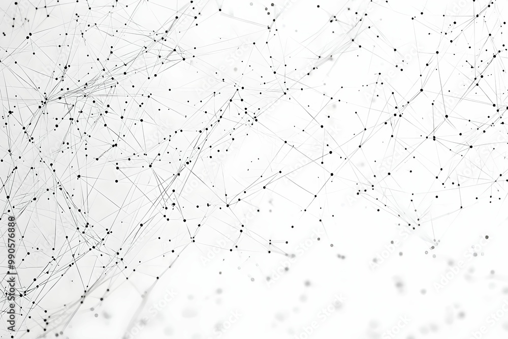Poster intricate network of lines and dots against a white background