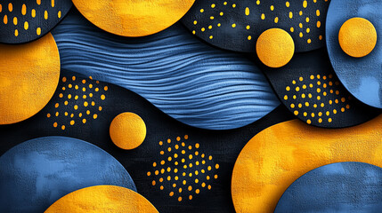 Obraz premium A vibrant abstract background featuring bold blue and yellow shapes, creating a dynamic and modern artistic design.