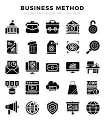 Vector Business Method types icon set in Glyph style. vector illustration.