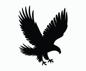 Obraz premium Golden eagle silhouette editable EPS vector isolated illustration template on a white background