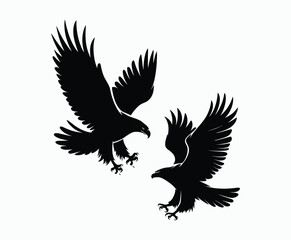 Obraz premium Golden eagle silhouette editable EPS vector isolated illustration template on a white background