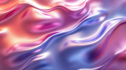 Obraz premium A vibrant wave of colorful silk fabric, blending shades of pink and blue, creating a smooth and elegant texture effect.