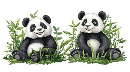 Obraz premium Two Pandas Facing Each Other