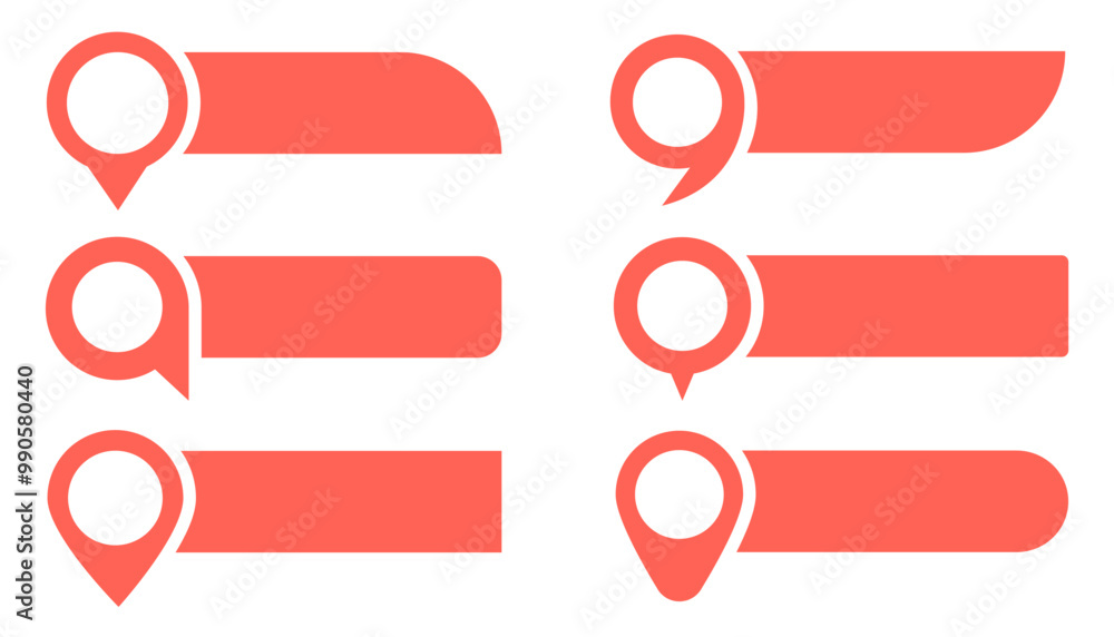 Poster set of pin text tag icons. pointer icon pin on the map with space for text vector collection