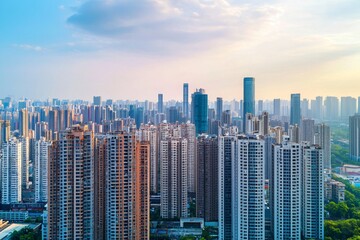 Obraz premium Cityscape with Modern Architecture and Blue Sky