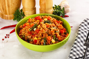 Mexican spicy rice with vegetables