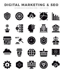 Set of Digital Marketing & SEO icons. Vector Illustration.