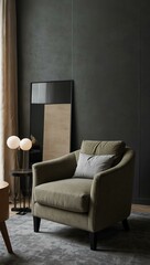 Armchair in a modern living room with elegant decor.