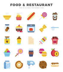 Set of Flat Food and Restaurant Icons. Flat art icon. Vector illustration