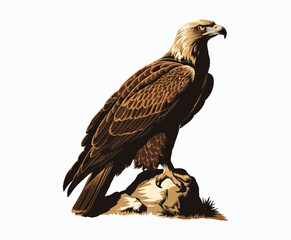 Obraz premium Golden eagle silhouette editable EPS vector isolated illustration template on a white background