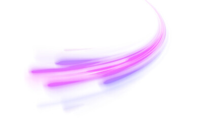 Abstract neon rays of light on a transparent background in PNG format. Purple speeds on the expressway. Vector illustration for perfect effect with sparkles. 