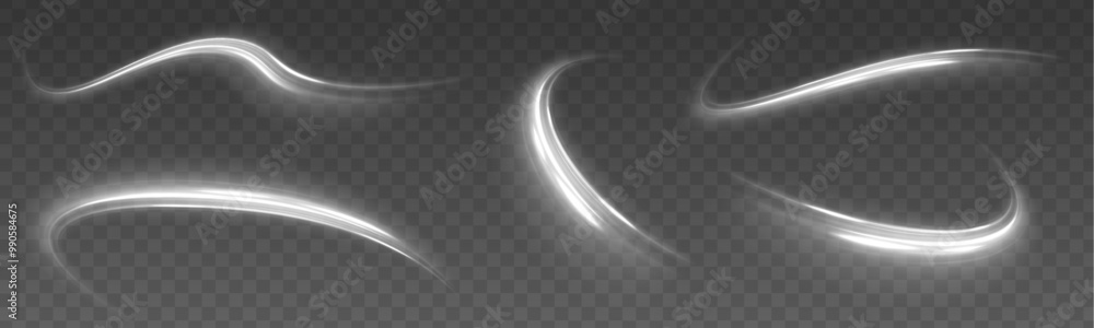 Leinwandbilder Glitter particles with lines.Swirl effect. Vector comet with large dust. Glowing white spiral on isolated background for your New Year design. Speed ​​abstract lines effect. 