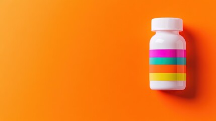 Fototapeta premium Modern Plastic Pill Bottle with Vibrant Labels