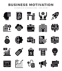 Business Motivation web icons in Glyph style.