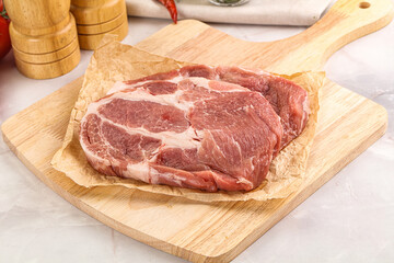 Raw pork neck steak sirloin