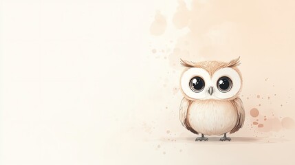 Fototapeta premium A charming illustration of a cute owl with big eyes, perfect for children's designs and nature-themed projects.