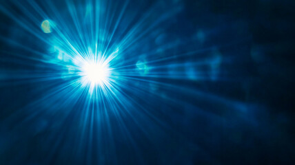 Obraz premium Bright blue light rays converge into a central point, creating a vibrant visual effect