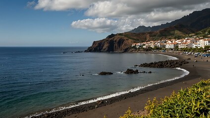 Beach view in Calheta, Madeira.