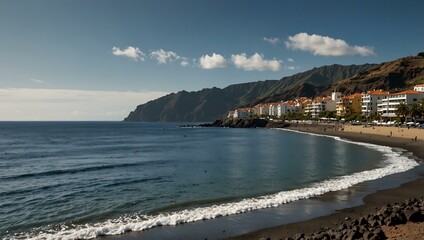 Beach view in Calheta, Madeira.