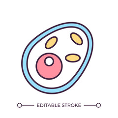 Biological cell RGB color icon. Microscopic nucleus. Microorganism. Life science. Educational, medical concept. Isolated vector illustration. Simple filled line drawing. Editable stroke