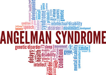 Angelman Syndrome word cloud conceptual design isolated on white background.