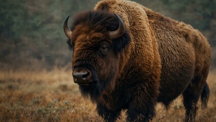 Fototapeta premium Bison depicted with earthy textures.