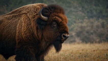 Fototapeta premium Bison strength depicted with natural textures.
