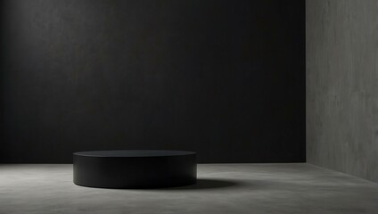 Black pedestal on a minimalist backdrop, perfect for product displays.