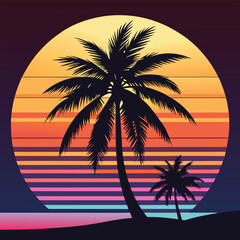 Black palm tree set vector illustration isolated on white background silhouette art black white stock illustration logo icon png. tropical, beach, landscape, pattern, paradise, coconut background